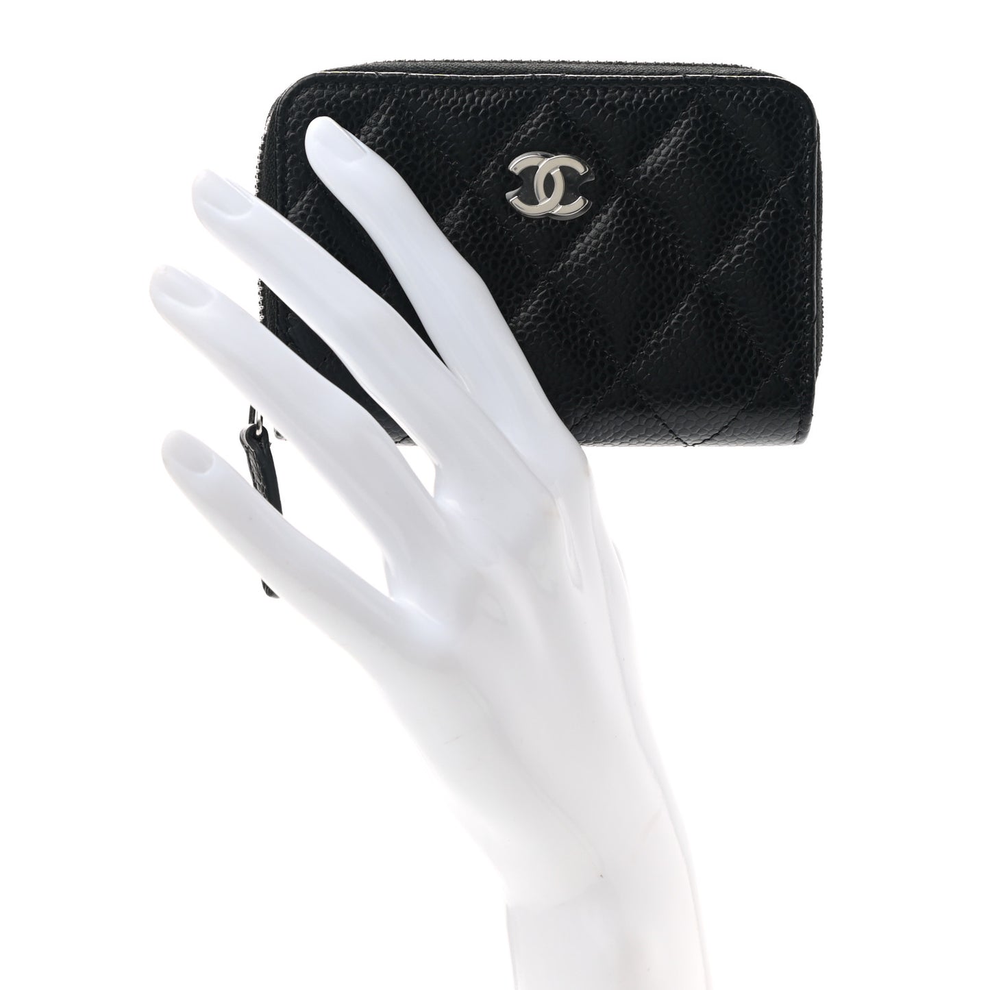 Caviar Quilted Zip Coin Purse Black