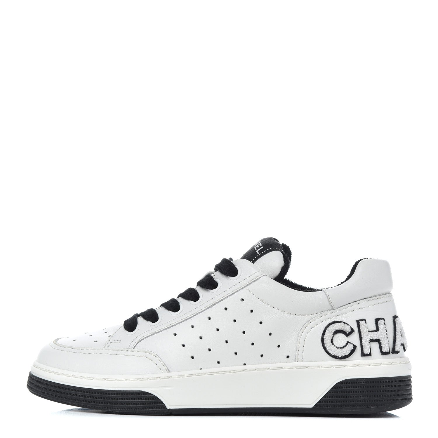 Chanel Calfskin Womens Logo Sneakers 35 Black White 1 of 18