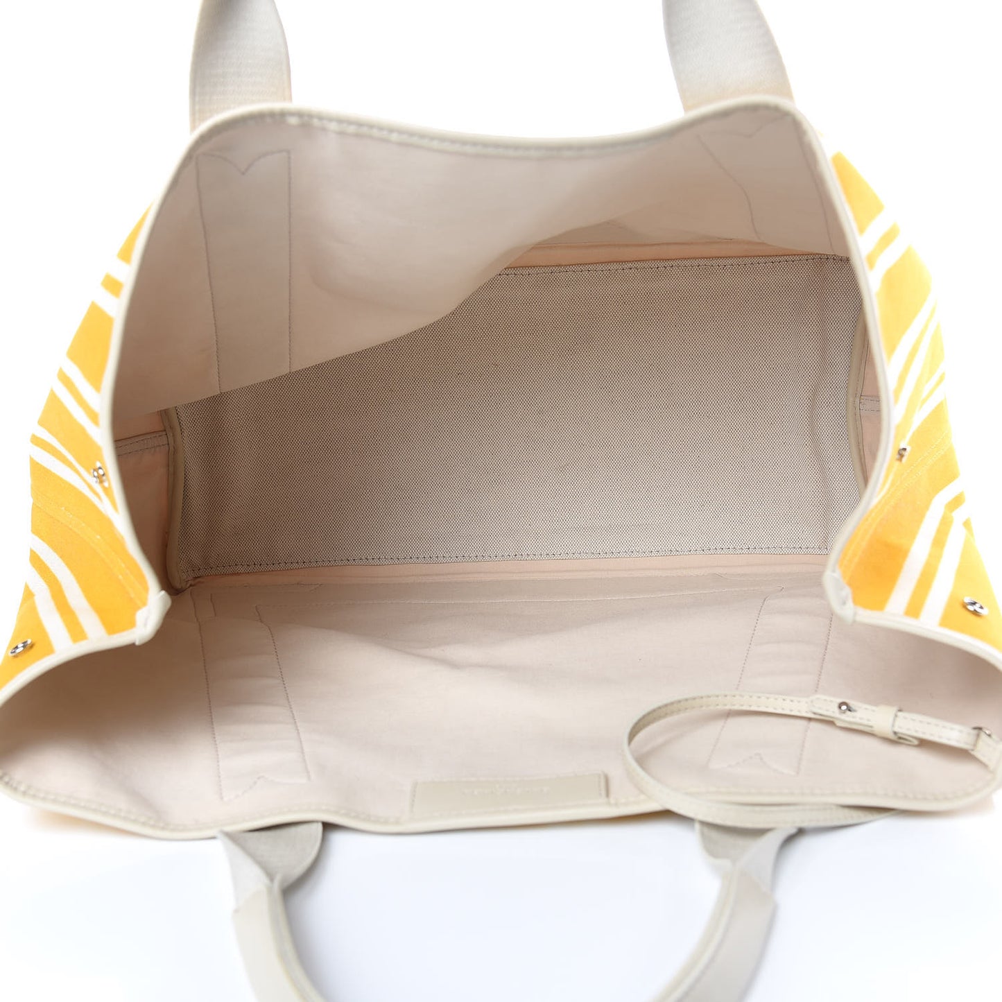Canvas Navy Striped M Cabas Tote Moutarde
