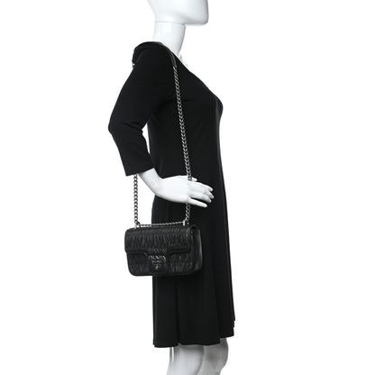 Prada Nappa Gaufre Small Chain Flap Shoulder Bag Black 2 of 16