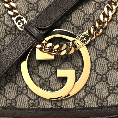 Gucci GG Supreme Monogram Textured Dollar Calfskin Blondie Chain Shoulder Flap Bag Beige Ebony New Acero 8 of 10