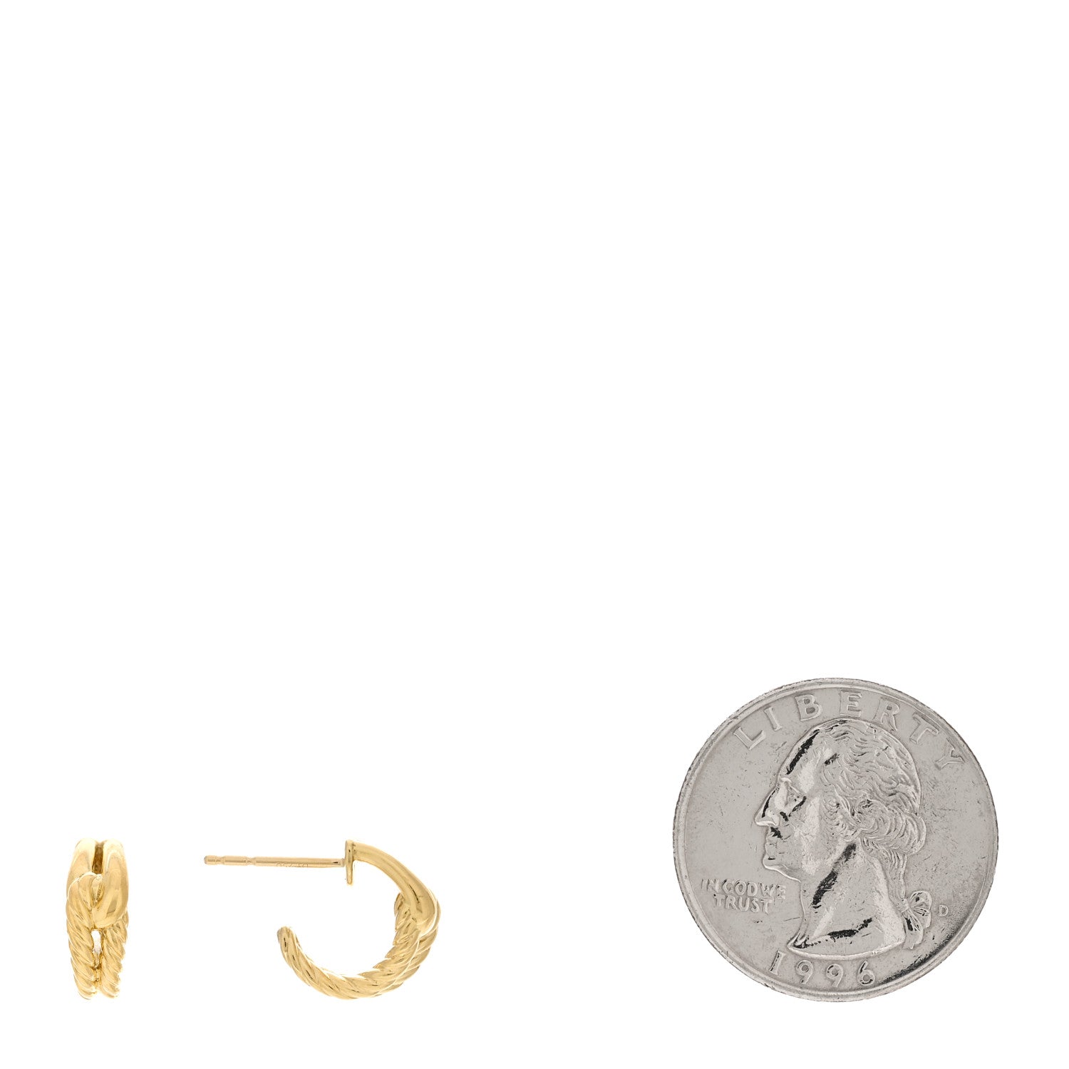 David Yurman 18K Yellow Gold Labyrinth Hoop Earrings 2 of 4