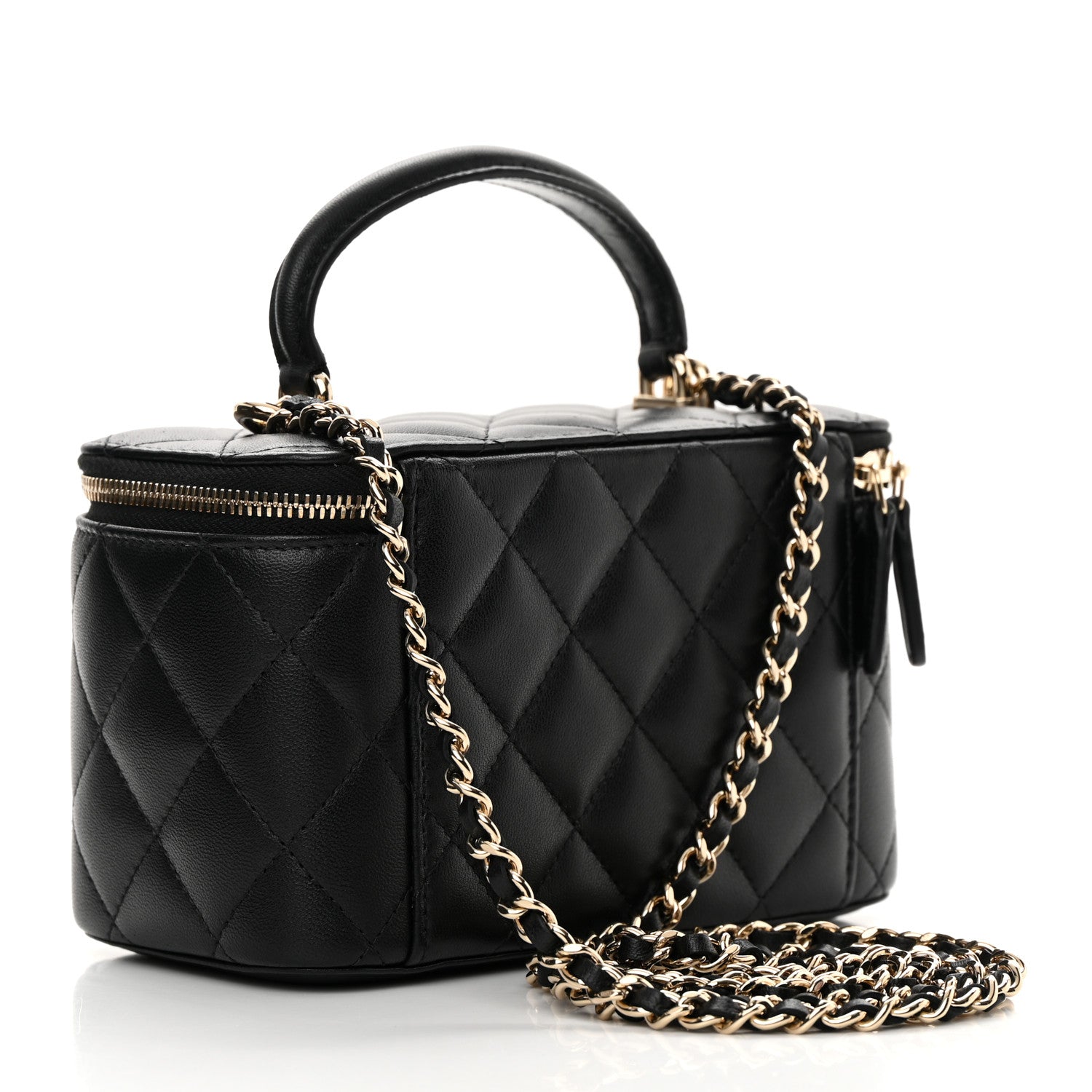 Chanel Lambskin Quilted Small Top Handle Vanity Case With Chain Black 3 of 12