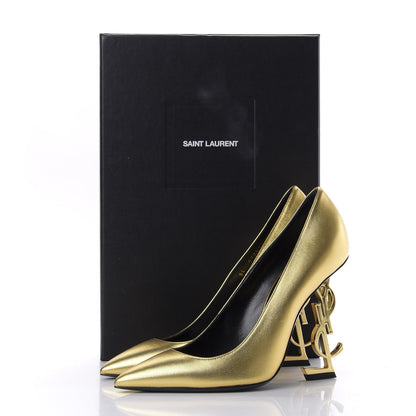 Saint Laurent Metallic Calfskin Opyum 110 Pumps 37 Oro 10 of 10