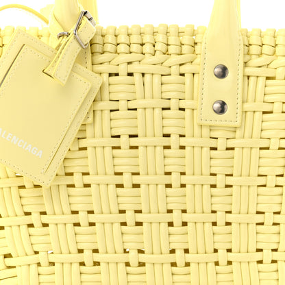 Balenciaga Varnished Faux Calfskin Braided XS Bistro Basket Pale Yellow 8 of 11