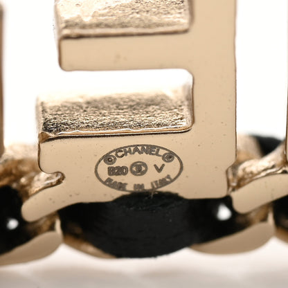 Chanel Metal Lambskin Vintage Allure Logo Hair Clip Black Gold 3 of 4