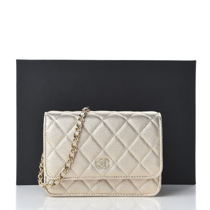 Chanel Metallic Lambskin Quilted Mini Wallet On Chain WOC Gold 11 of 11
