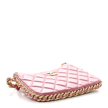 Chanel Lambskin Quilted Chain Around Top Handle Mini Bag Pink 4 of 11