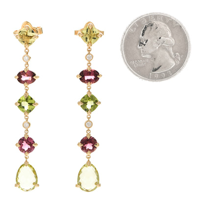 David Yurman 18K Yellow Gold Multi-Stone Diamond Chatelaine Drop Earrings 2 of 5