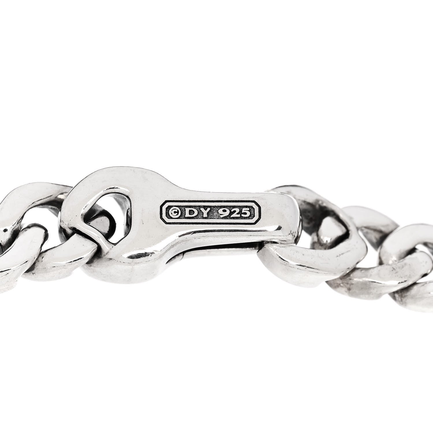 David Yurman Sterling Silver Black Diamond 8mm Curb Chain Bracelet 3 of 3