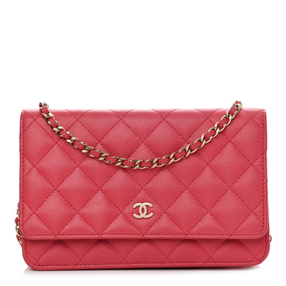 Chanel Caviar Quilted Wallet On Chain WOC Dark Pink 1 of 12