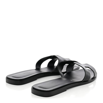 Hermes Box Calfskin Oran Sandals 41 Black 4 of 10