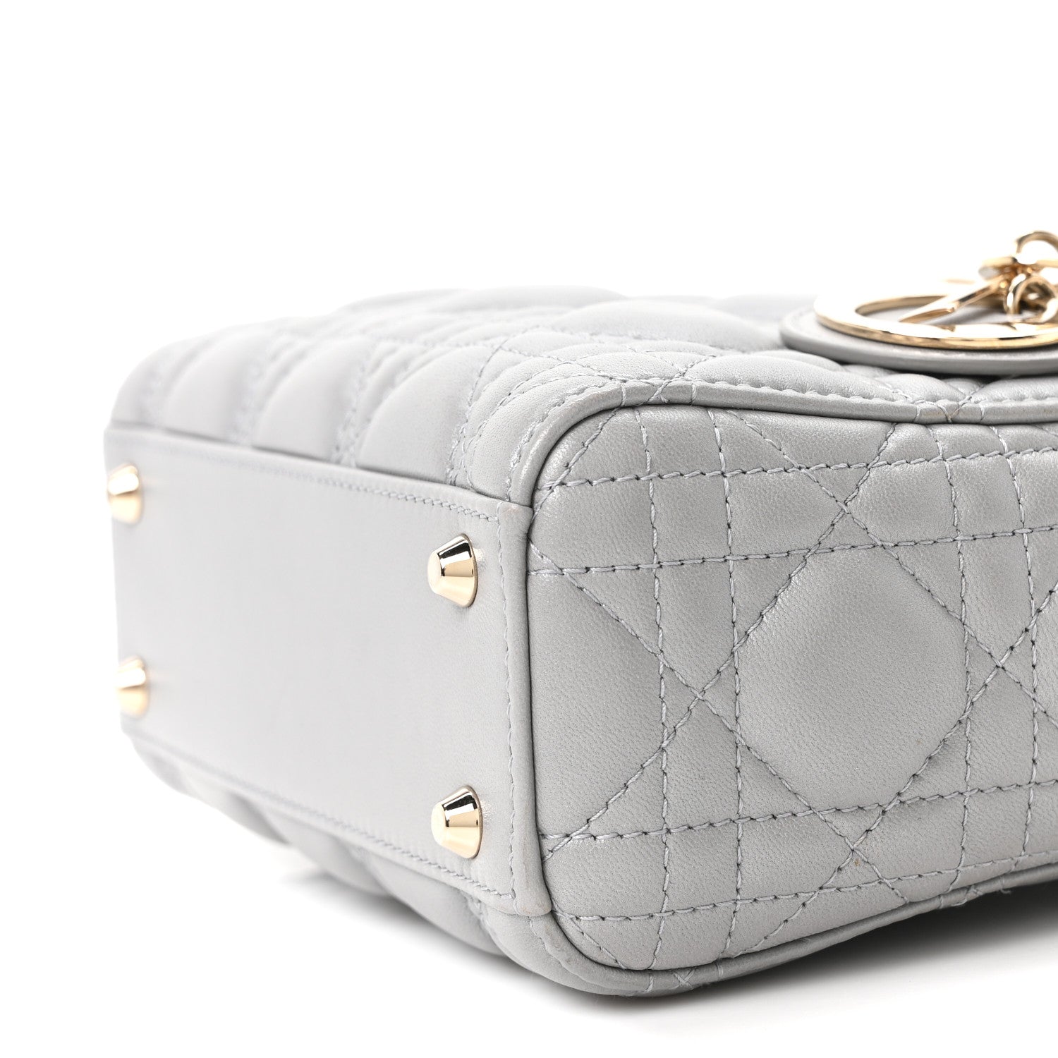 Christian Dior Lambskin Cannage Mini Lady Dior Gray Opaline 10 of 10