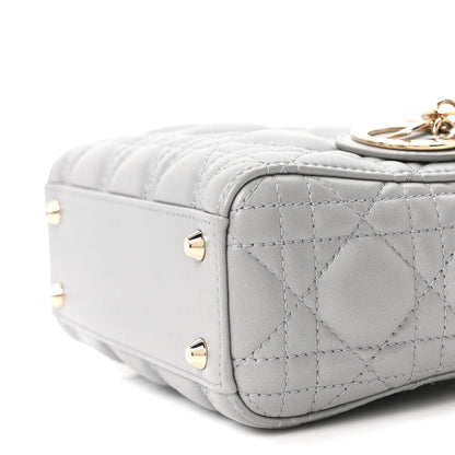Christian Dior Lambskin Cannage Mini Lady Dior Gray Opaline 10 of 10
