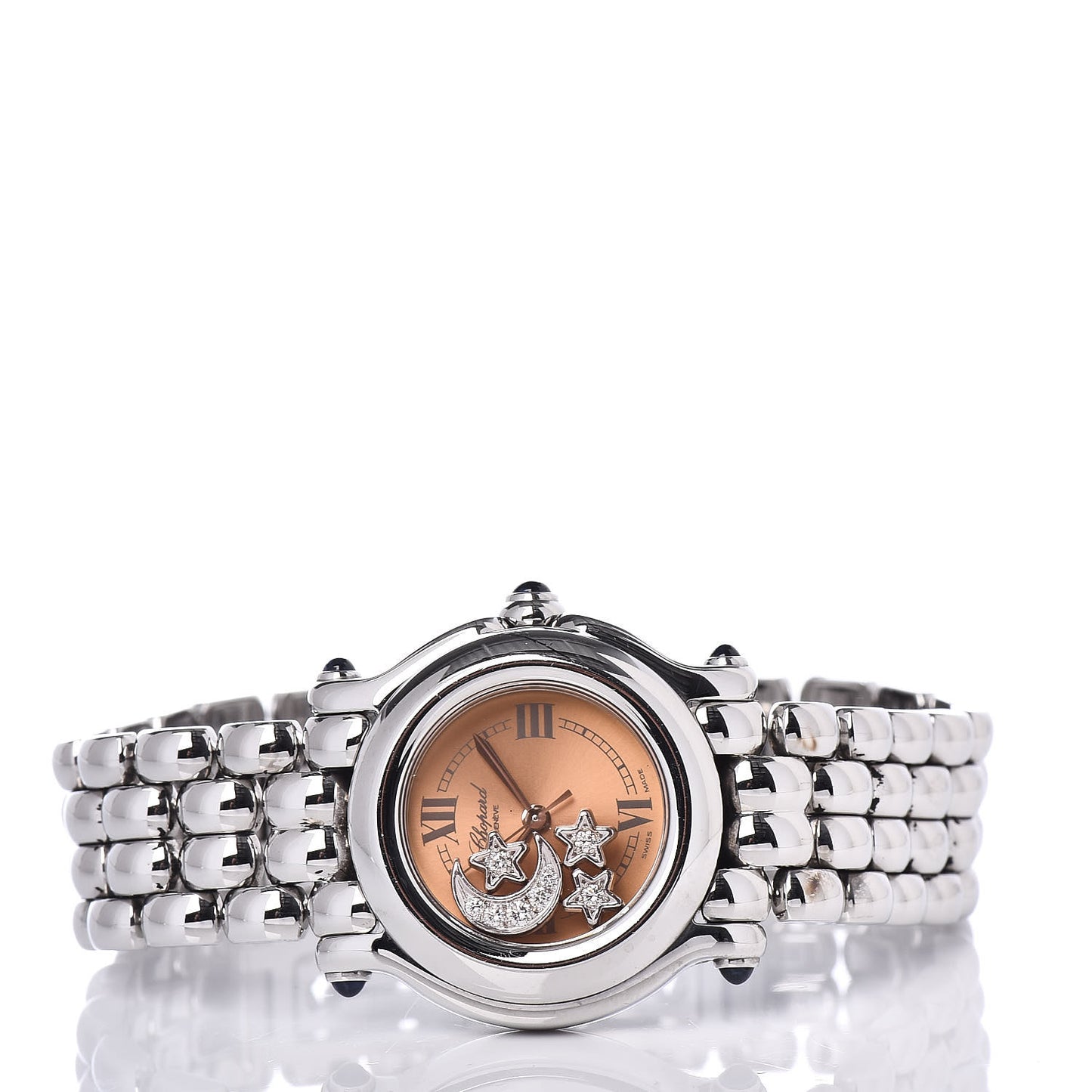 Stainless Steel Diamond 26mm Happy Sport Moon Star Quartz Watch Orange