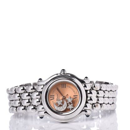 Chopard Stainless Steel Diamond 26mm Happy Sport Moon Star Quartz Watch Orange 3 of 7