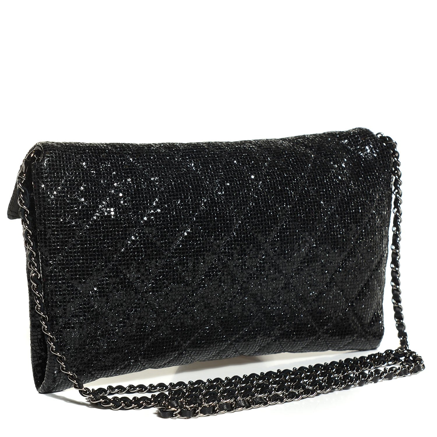 Chanel Iridescent Quilted Chain Clutch Black 3 of 8