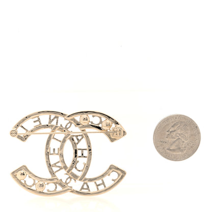 Chanel Crystal Pearl Coco CC Logo Brooch Gold 2 of 4