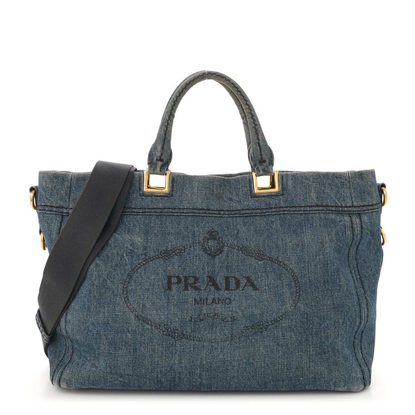 Denim Logo Shopping Tote Blue