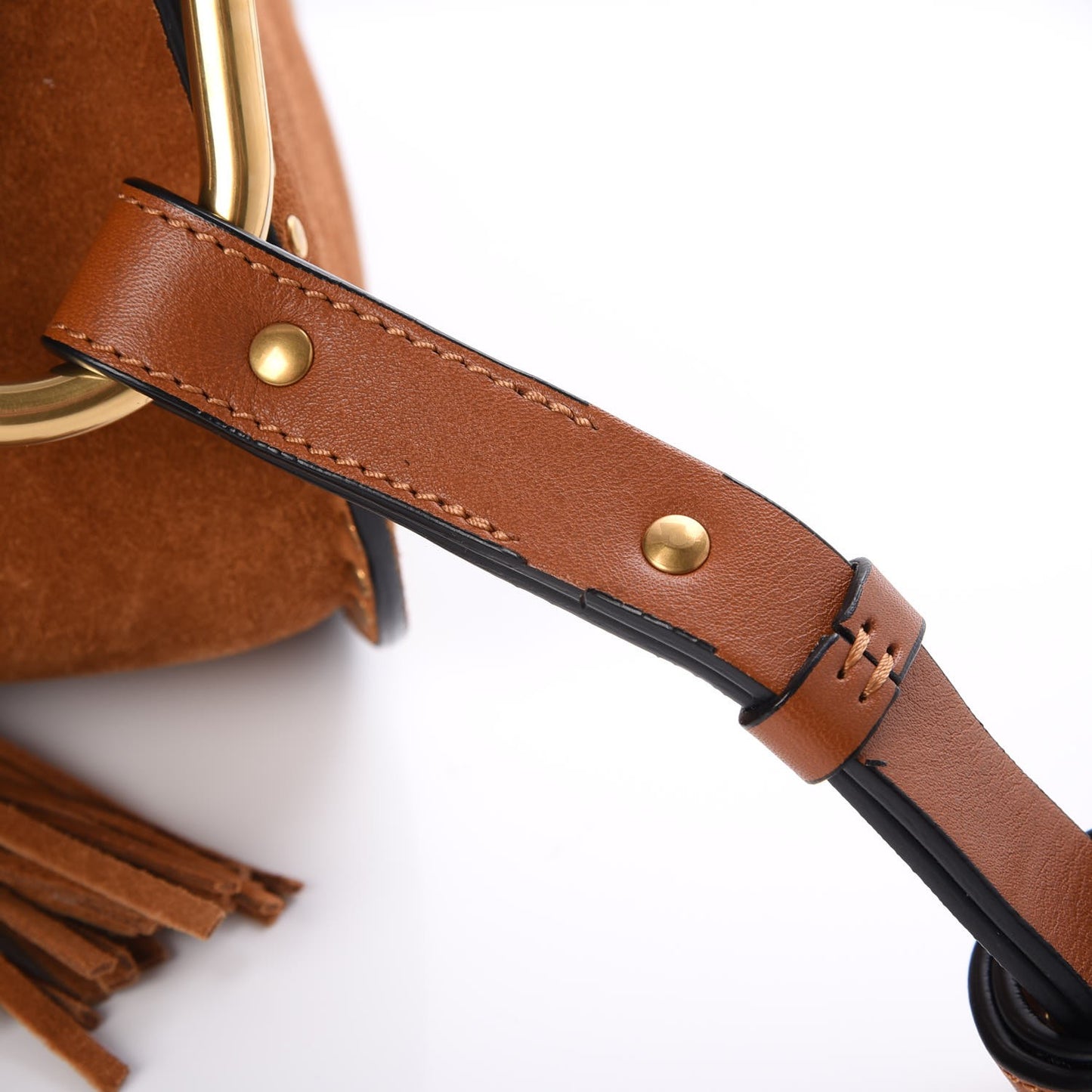 Suede Calfskin Braided Mini Hudson Shoulder Bag Caramel