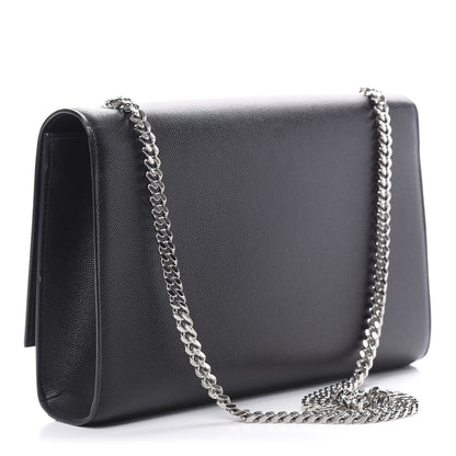 Saint Laurent Grain De Poudre Large Classic Monogram Kate Satchel Black 3 of 11