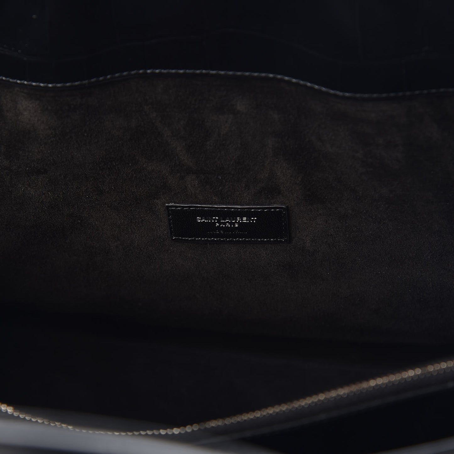Calfskin Crocodile Embossed Large Souple Sac De Jour Black