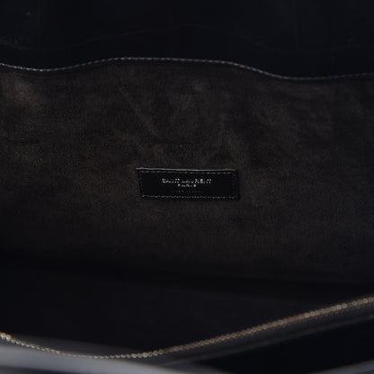 Saint Laurent Calfskin Crocodile Embossed Large Souple Sac De Jour Black 7 of 9