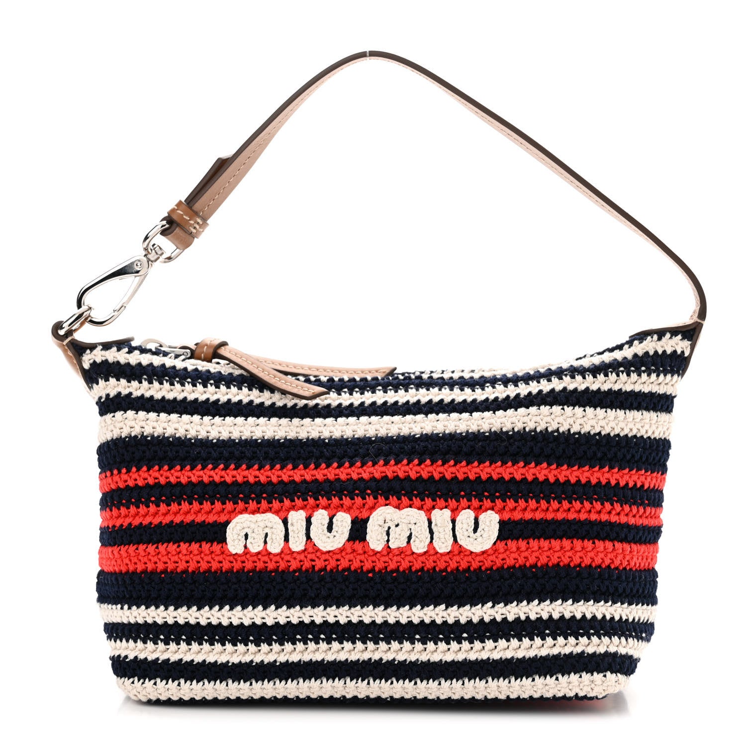 Miu Miu Fabric Crochet Mini Spirit Cire Bag Blue Red White 1 of 11