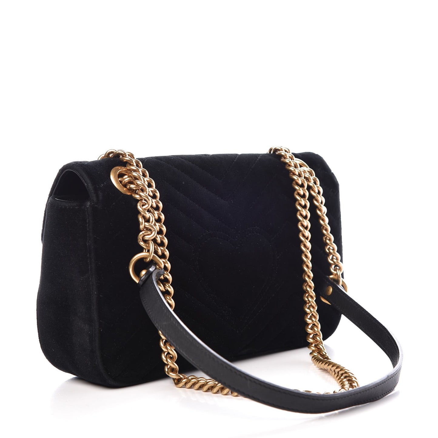 Velvet Matelasse Small GG Marmont Shoulder Bag Black