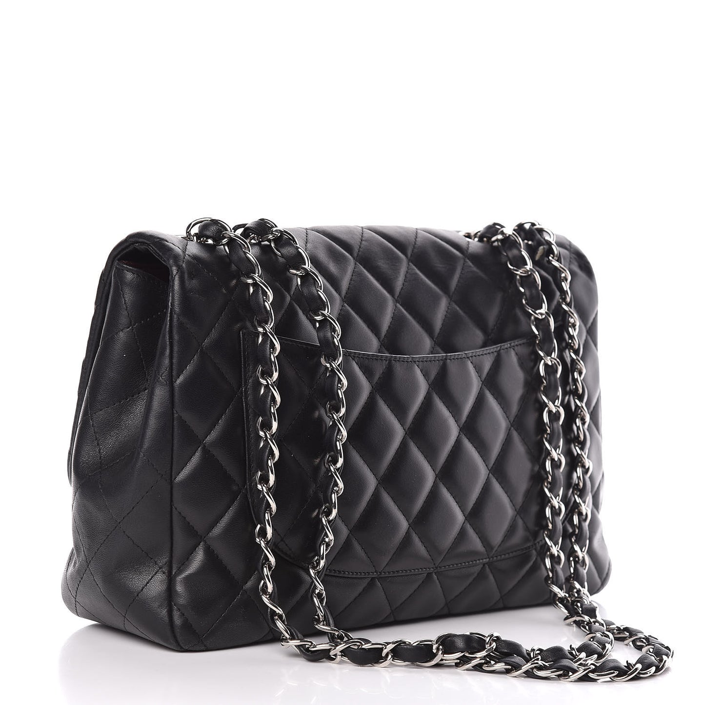 Lambskin Quilted Jumbo Single Flap Black