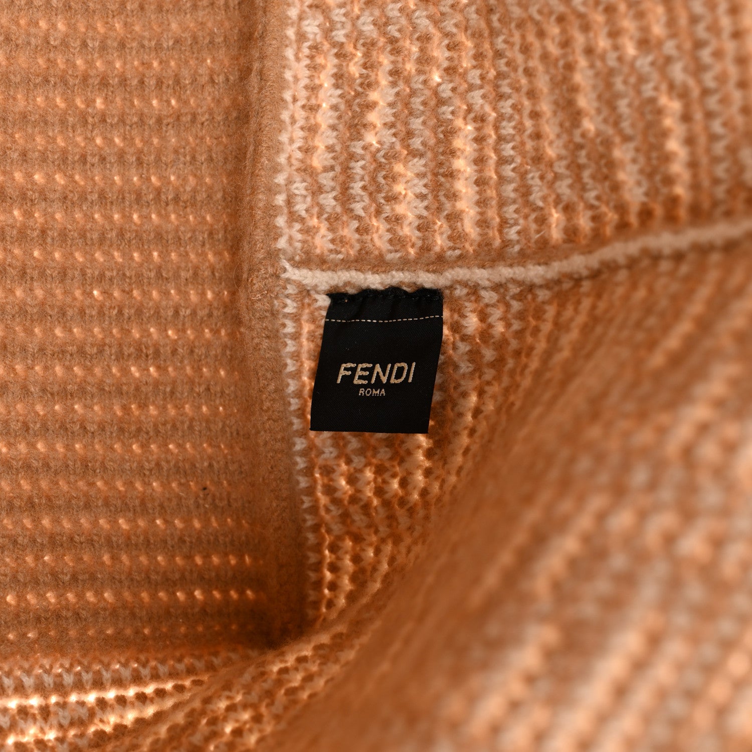 Fendi Cashmere Knit FF Large Shopper Tote Cammello 7 of 10