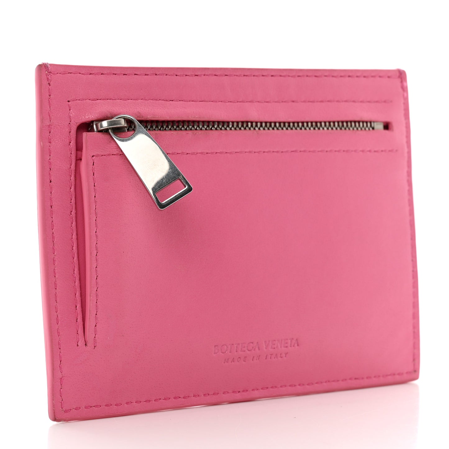 Nappa Intrecciato Zip Card Holder Pink