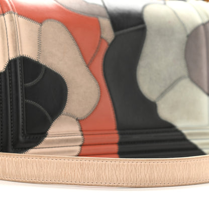 Chanel Lambskin Suede Patchwork Medium Act I Camellia Boy Flap Charcoal Brown Pink 16 of 16