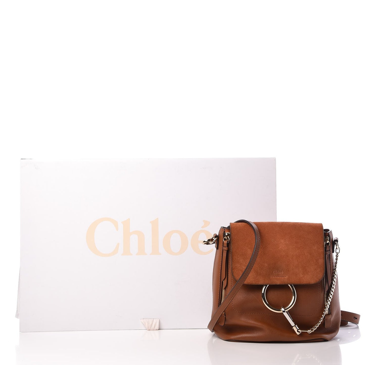 Suede Calfskin Small Faye Backpack Tan