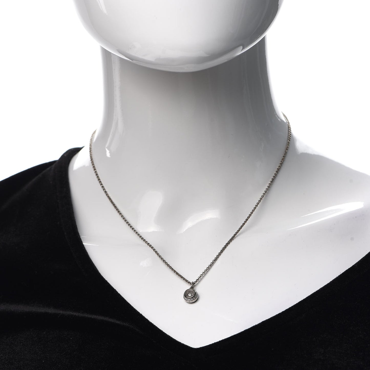 18K White Gold Happy Diamond Halo Pendant Necklace
