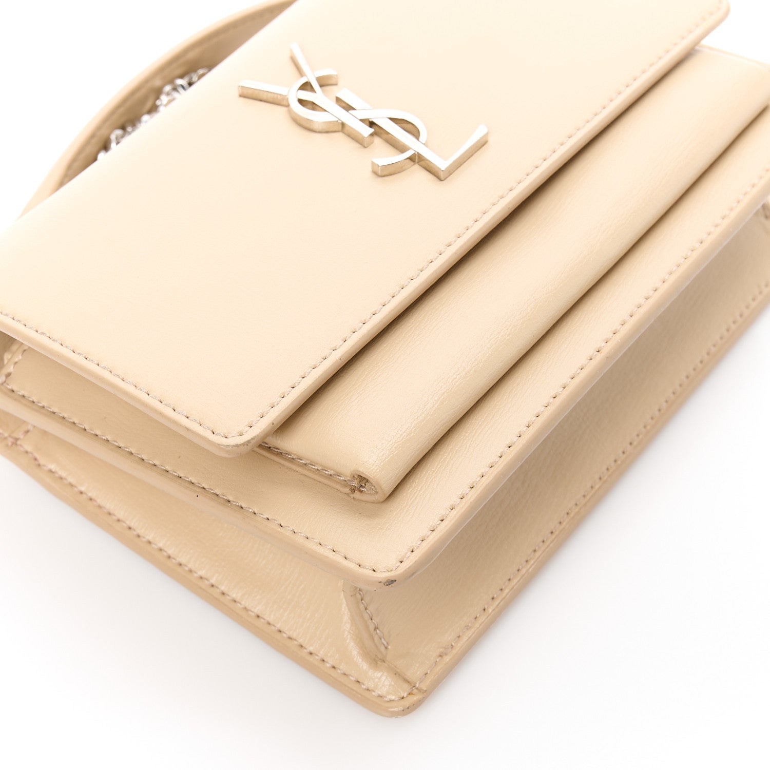 Saint Laurent Calfskin Monogram Sunset Chain Wallet Nude Powder 8 of 14