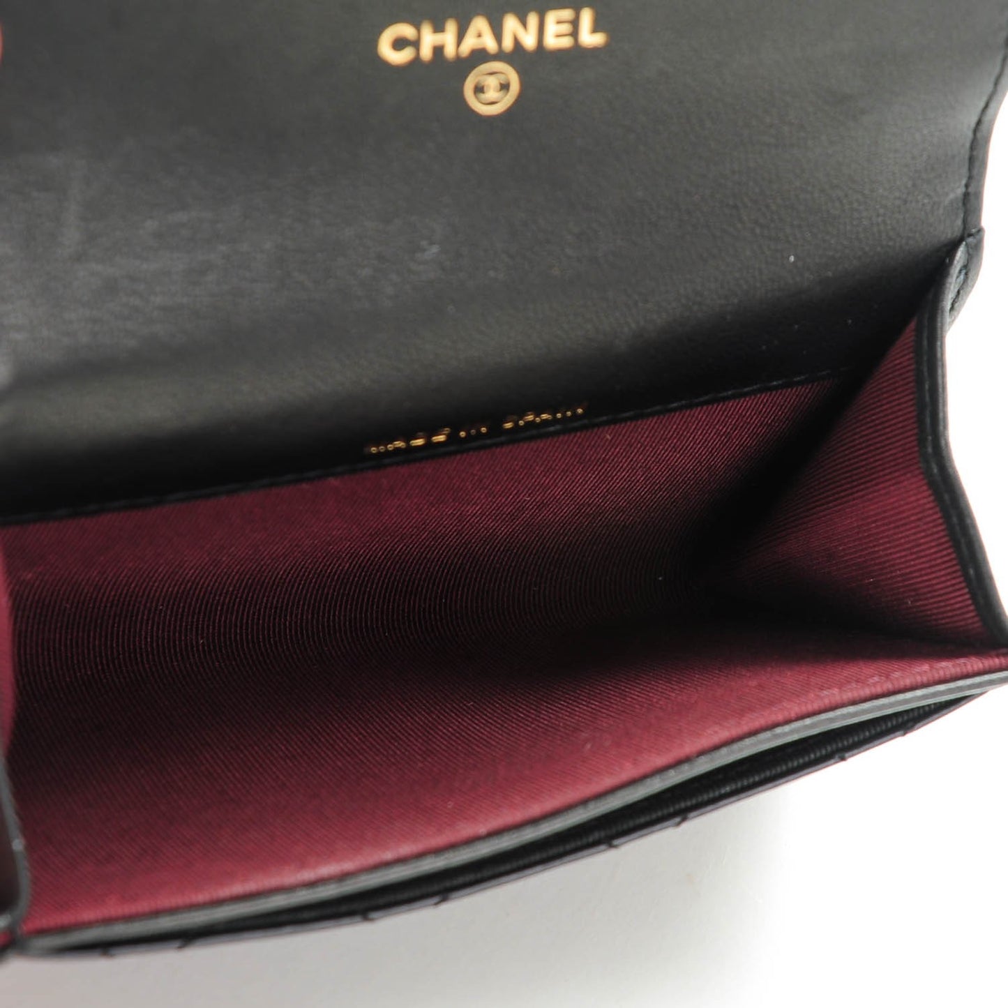 Aged Calfskin Quilted Reissue Flap Card Holder Black