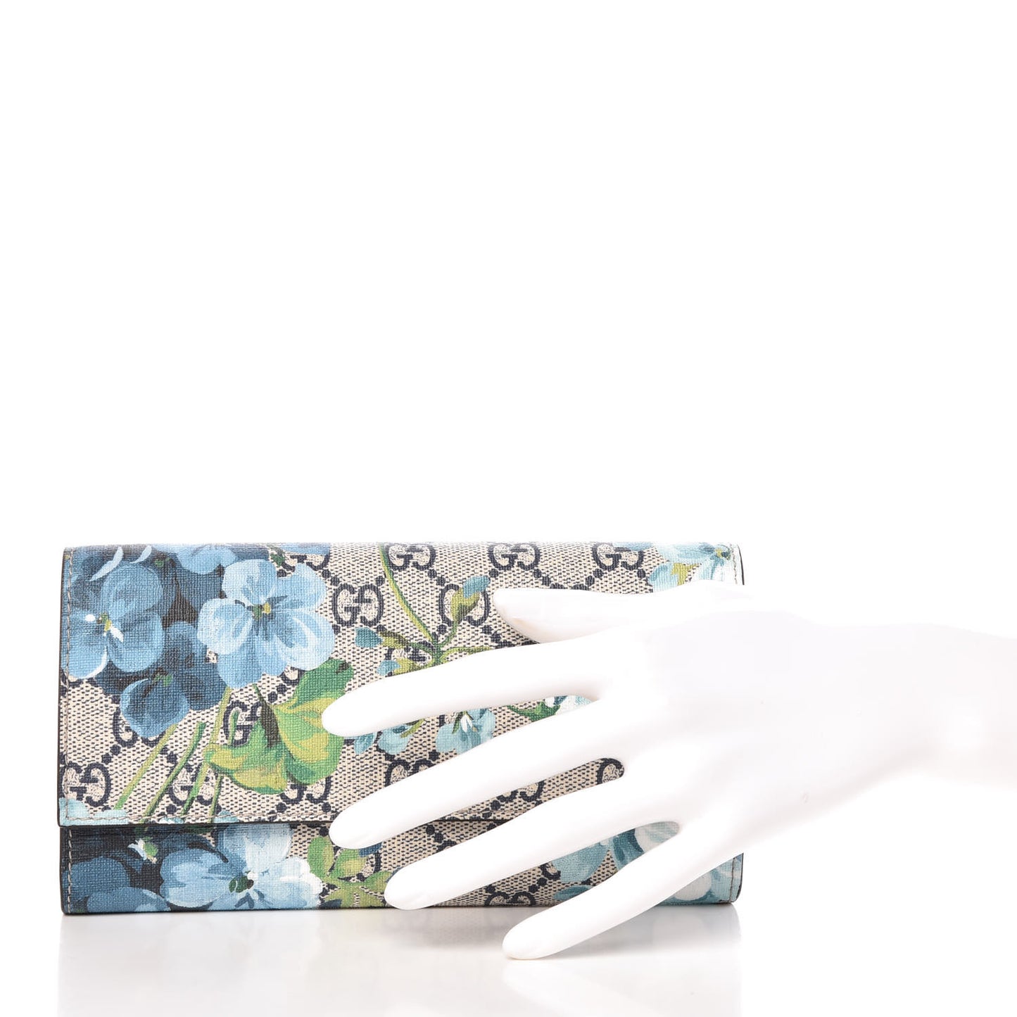 GG Supreme Monogram Blooms Continental Wallet Blue