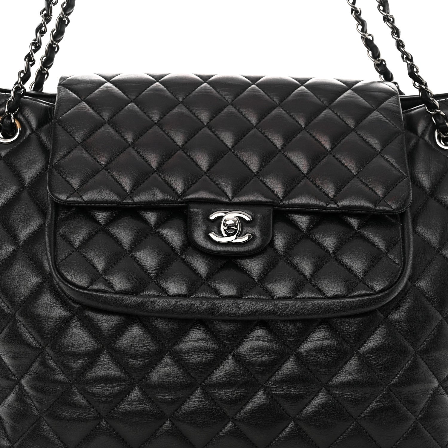 Chanel Calfskin Quilted Flap Tote Black 8 of 10