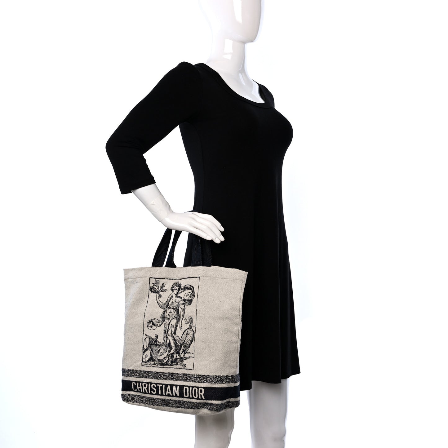 Canvas Print Cruise Tote Ivory Black