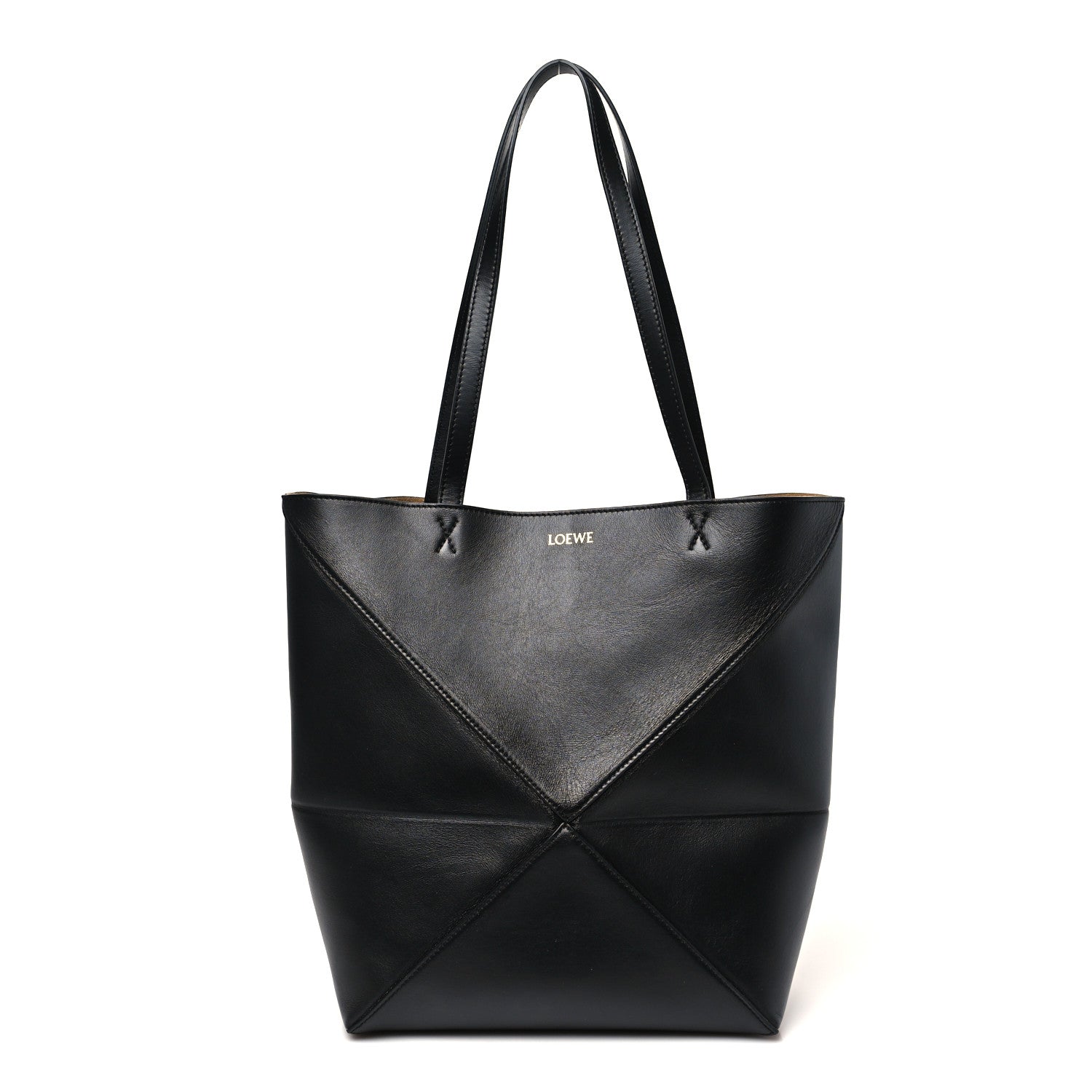 Loewe Shiny Calfskin Medium Puzzle Fold Tote Black 1 of 9