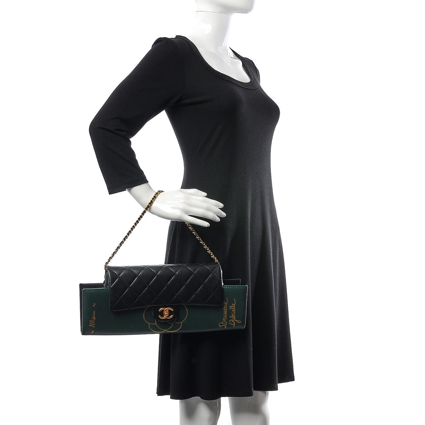 Calfskin Quilted Brasserie Gabrielle Menu CC Clutch Green