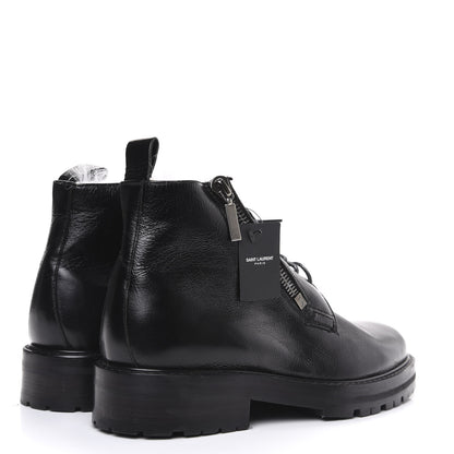 Saint Laurent Moroder Calfskin Shearling-Lined Ankle Zip Booties 41 Black 4 of 7