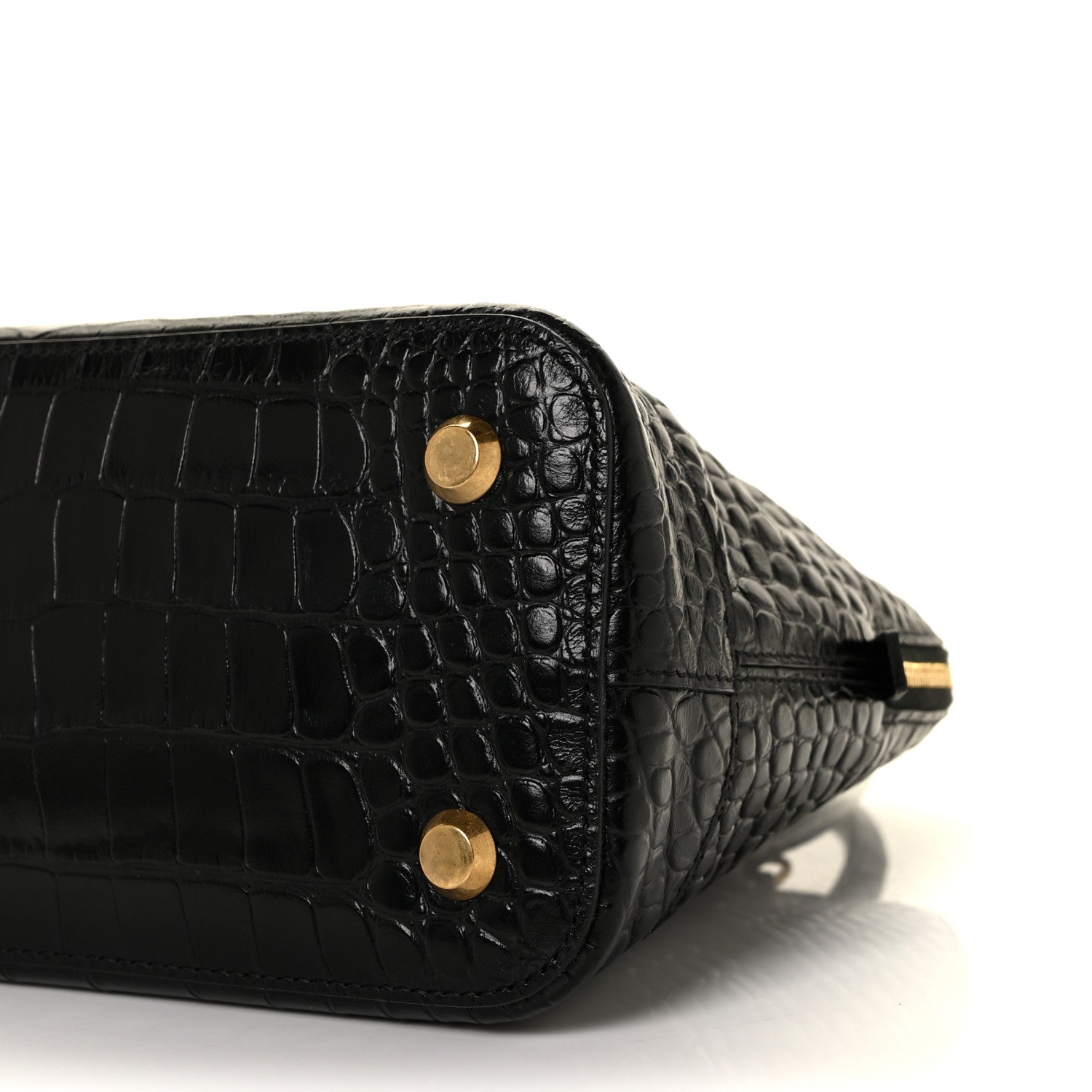 Balenciaga Calfskin Crocodile Embossed S Rivet Ville Top Handle Bag Black 8 of 8