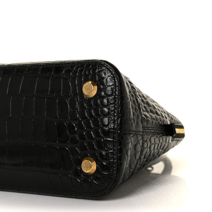 Balenciaga Calfskin Crocodile Embossed S Rivet Ville Top Handle Bag Black 8 of 8
