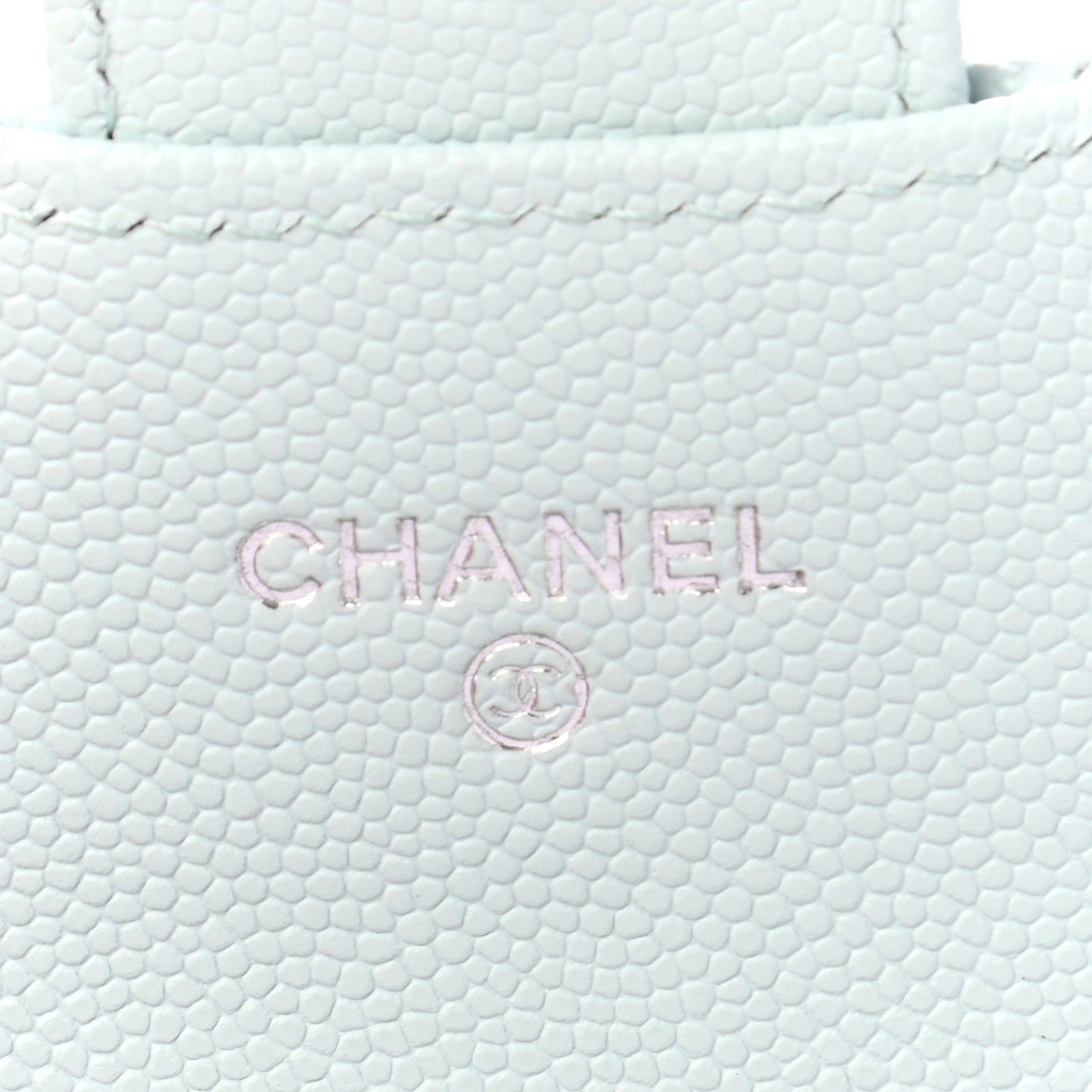 Caviar Quilted Flap Card Holder Wallet Light Blue