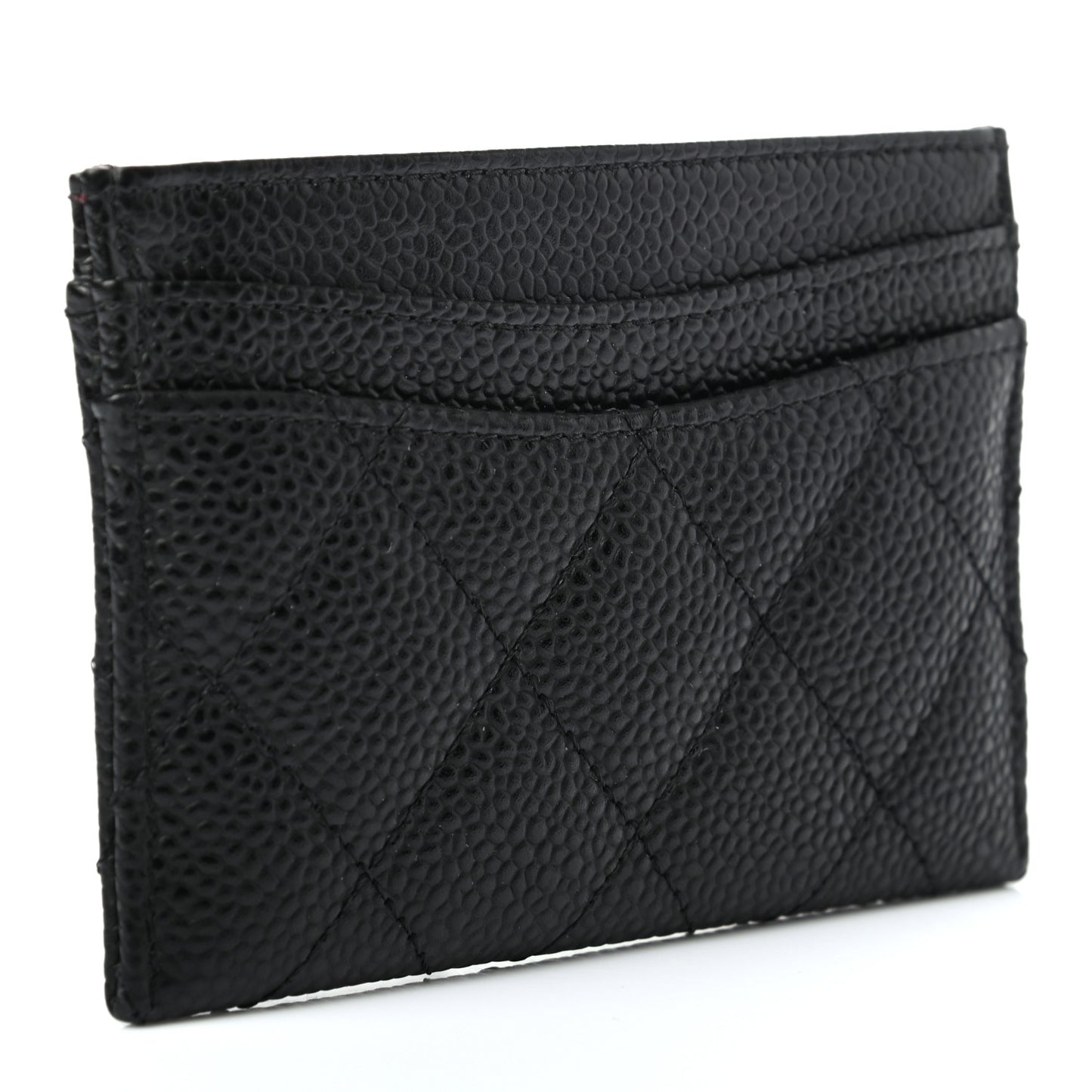 Caviar Quilted Card Holder Black