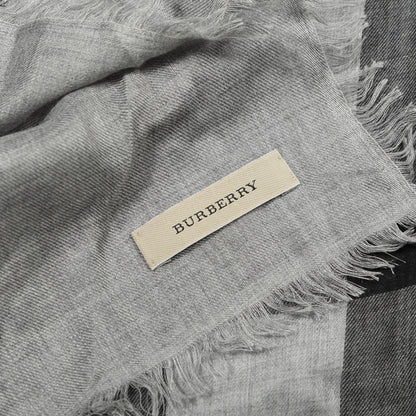 Burberry Modal Wool Overdyed Chambray Check Square Scarf Storm Grey 2 of 3