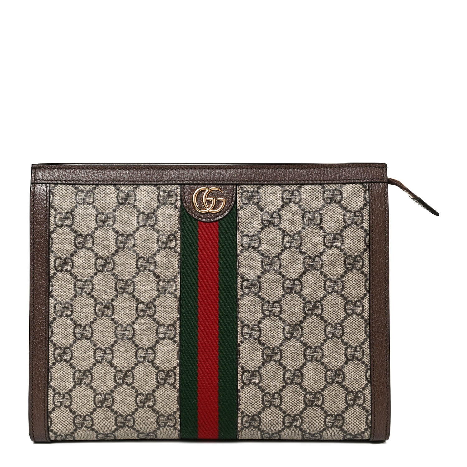 Gucci GG Supreme Monogram Web Ophidia Pouch Brown 1 of 12