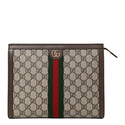 Gucci GG Supreme Monogram Web Ophidia Pouch Brown 1 of 12